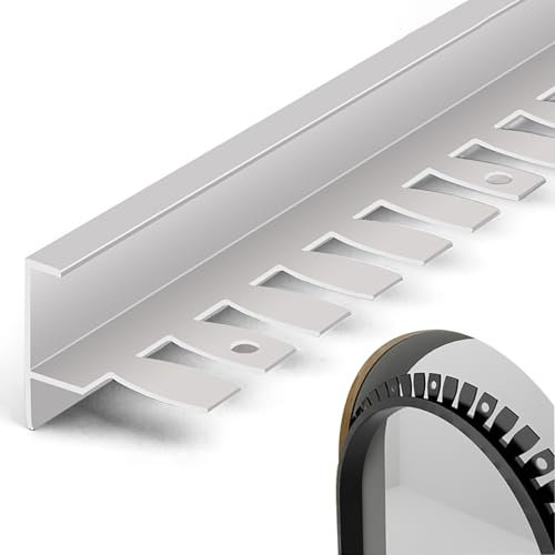 Raouoae Tile Edge Protection Bendable F-Shape Metal Profile For Laminate Flooring, 135cm 2 Pieces, Stair & Step Edge Trim, Durable Tile End Profile For Tile, Laminate & Staircase(Silver,Höhe: 12mm)