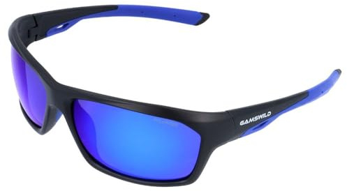 Gamswild WS4034 sportglasögon solglasögon TR90 polariserade cykelglasögon skidglasögon kvinnor män unisex lätta | grön | blå | brun |, Blå-svart
