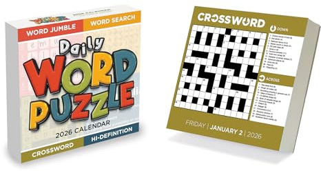 TF Publishing 2026 Daily Word Puzzle Daily Desktop Calendar - Home and Office Organization - Small Desk Calendar 2026 with Full-Color Tear-Off Pages and Standing Cardboard Easel - 5.25in x 5.25in