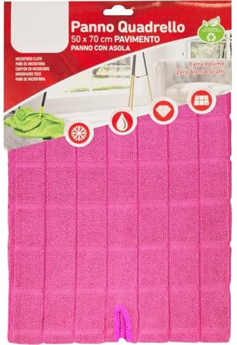 Sicignano | Panno Quadrello 100% Microfibra, Extra Pulente, Resistente, Senza Aloni, Multiuso, Per Tutte le Superfici, Lavabile e Riutilizzabile, Colori Assortiti (1, 50x70, con asola)