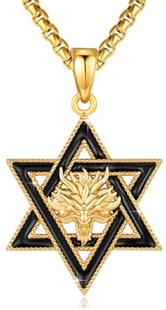 XIXLES Davidsstjärna halsband män 925 sterlingsilver Davidstjärna hänge guld amulett judiskt smycke för män kvinnor, M, Sterlingsilver, Ingen ädelsten