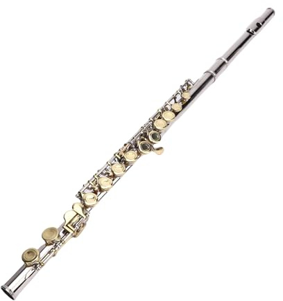 Stängt Hål C -flöjt med Rengöringsdukväska, Flöjter Munstycke, Rengöringsduk, Inställningsstång, Handskar, ECT, 16 Nycklar G Key Offset Design Cupronickel Flute Instrument