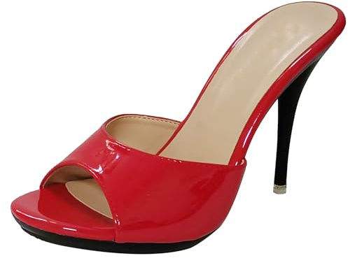 Miyoopark Mules sexy pour femme avec talon aiguille Mule d'été, rouge, 39 EU