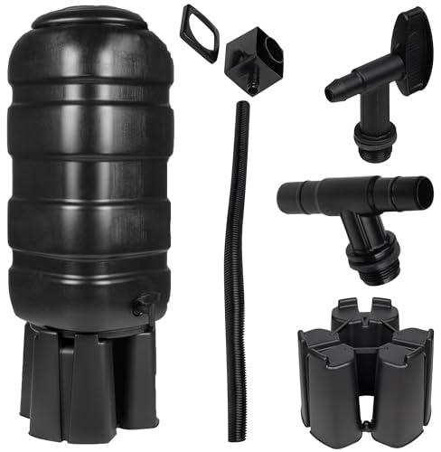 Hardys 100L Slimline Garden Water Butt with Stand and Tap, UK Made - Lid & Rainwater Diverter Kit Included - Waterbutt for Outdoor Areas - Recycled Plastic, Easy to Set Up