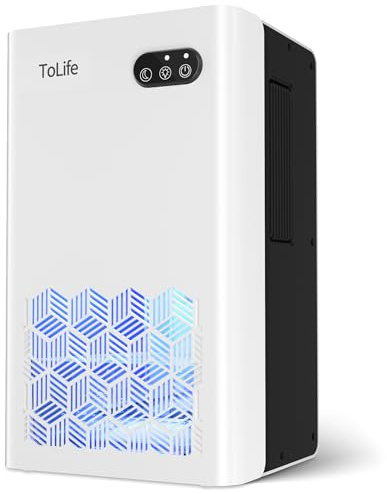 ToLife Dehumidifier for Home, 1000 sq.ft Dehumidifiers for Basement Bedroom Bathroom with 95 OZ Water Tank, Auto Shut Off 7 Colors LED Light, White Black