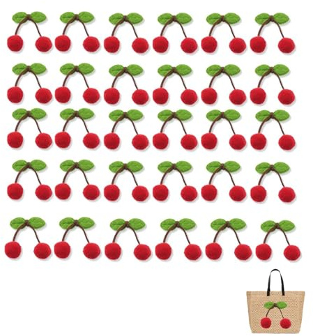 30 palline decorative in feltro di ciliegia, con spilla di sicurezza, piccoli accessori per costume di ciliegia, decorazione fai da te, accessori per abbigliamento, accessori fai da te, vestiti