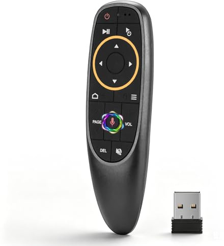 G10S Air Mouse fjärrkontroll, PC-fjärrkontroll, 2,4 GHz USB-fjärrkontroll med 6 Axis gyroskop, USB-röststyrning fjärrkontroll för smart TV, PC