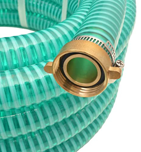 Tubo di aspirazione con connettori in ottone, 10 m, 25 mm, verde, tubo da giardino in plastica per impianto idrico, irrigazione domestica, giardino, terrazza, con valvola a pedale e filtro per acqua
