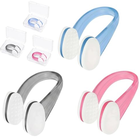 Stalora Pince Nez Natation 3 Pièces, Pince Nez Piscine en Silicone Imperméable pour Adultes et Enfants, Bouchon Nez Natation Confortable pour Plongée et Sports Nautiques