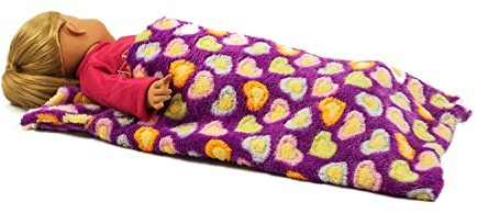 THE QUEEN'S TREASURES 18 Inch Doll Accessories, Soft Purple Sleeping Bag Bedding Accessories, Compatible with American Girl Dolls