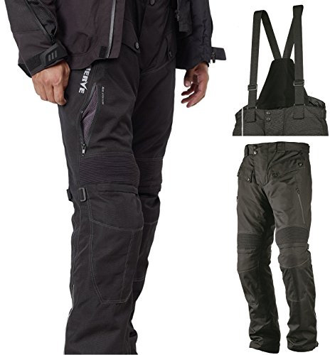 Motorradhose Standard und Kurzgrößen -Spider- Herren Sommer Winter Motorrad Textilhose mit Protektoren und Hosenträger - schwarz - Kurzgröße - XL