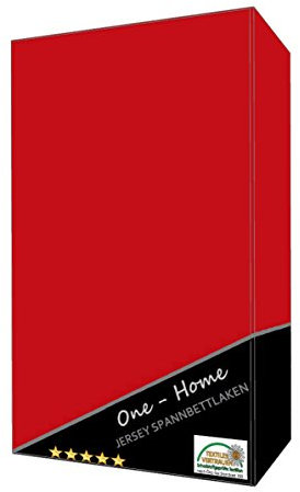 one-home 2er Pack Spannbettlaken Bettlaken rot 90x200 cm - 100x200 cm Jersey Baumwolle