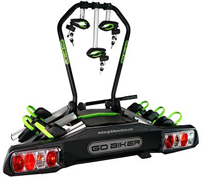 GO BIKER Fahrradträger für 2 und 4 Elektrofahrräder und Standardfahrräder - Kapazität 60 kg - Diebstahlsicherung - klappbar - Kippfunktion - Pilot 6 Funktionen - E-Bike (Speed 3)