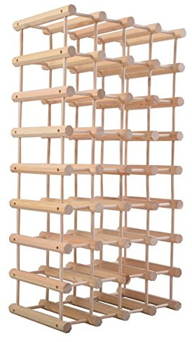 DREAMADE Etagère à Bouteille Casier à Bouteille Porte Bouteille Meuble de Rangement pour vin avec 4 Etagères et 40 Emplacements de Bouteilles en Pin, 85 x 24 x 44 CM