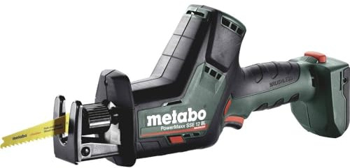 Metabo Akku Säbelsäge (ohne Akku, mit LED-Licht, 12 V, Sägeblatt 180° drehbar, Tiefenanschlag werkzeuglos einstellbar) 602322890