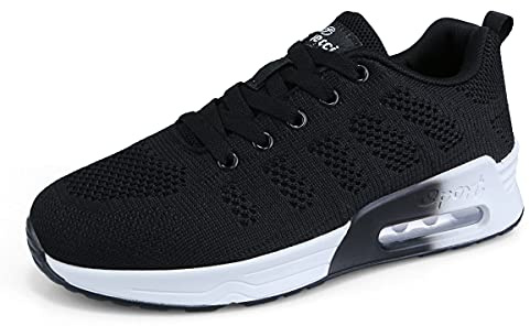 Sportskor för kvinnor andningsbara luftkudde sneakers mode sport gym jogging tennis fitness träningsskor, Svart - A* svart - 36 EU