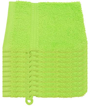 Julie Julsen® Bio Waschhandschuh-Set, 10 Waschhandschuhe in 32 Farben erhältlich weich und saugstark Apfelgrün 15x21 cm