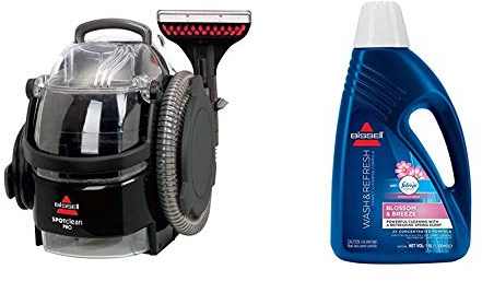 BISSELL SpotClean Pro | Powerful Spot Cleaner for Carpets & Upholstery | 1558E & Wash & Refresh Febreze Carpet Cleaner Shampoo | Removes Stains & Neutralises Odours | 1078N