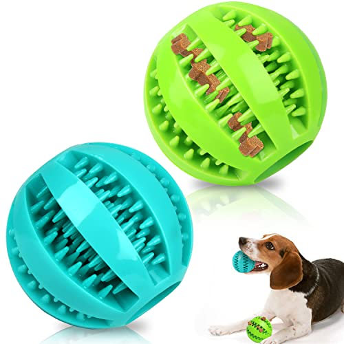 Powmag 2 Stück 6cm Hundeball mit Zahnpflege, Ungiftig, Langlebig, IQ-Puzzle, Kauspielzeug für Welpen, kleine Hundezähne, Reinigung, Kauen, Spielen, Leckerbissen, Hundespielzeug