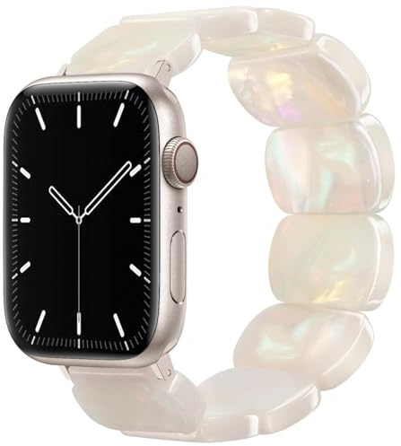 Newlibery Hartsarmband kompatibelt med Apple Watch armband 38 mm 40 mm 41 mm 42 mm (Serie 10) för kvinnor och män, chic, elastiskt mode, ersättningsarmband för iWatch Series 10 9 8 7 6 5 4 3 2 1 Ultra