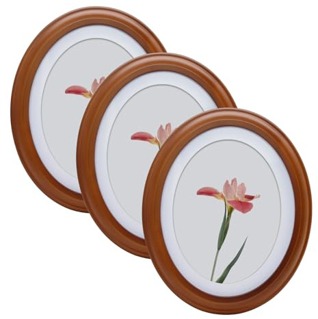 Set di 3 cornici portafoto ovali vintage, 12,7 x 17,8 cm e 20,3 x 25,4 cm, cornici decorative in legno in bianco, nero e caffè, perfette per foto e ricordi (caffè, 20 x 25 cm)