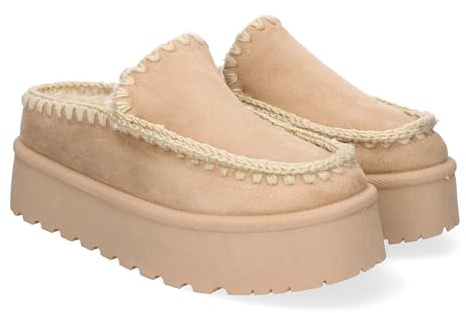 shoes&blues.es Zuecos de Plataforma para Mujer, Comodos y Elegantes, Diseno Moderno, Detalles en la Costura y Forrados de Borreguillo.