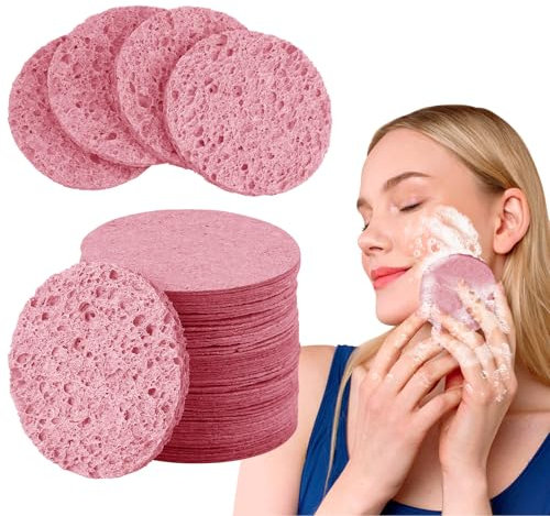 80 Stück Gesichtsschwämm, Zellulose Abschminkpads, Komprimierte Gesichtsschwämme, Naturschwamm für Tägliche Hautpflege und Make up Entferner Gesi