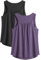 PINSPARK Sport Tank Top Damen Workout Tanktops Racerback Ärmellose Leichte Oberteile Sommer Sporttop Lauftop Yoga Gym Shirt Fitness Running Schwarz und Lila L