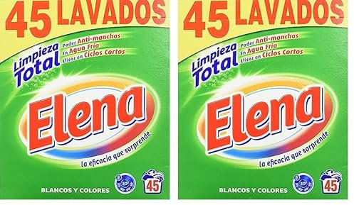 Elena Detergente para lavadora, adecuado para ropa blanca y de color, formato polvo - 42 dosis (Paquete de 2)