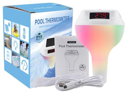 Termometro Galleggiante per Piscina Senza Fili con Sensore Esterno,Termometro per Piscina Digitale Termometro Galleggiante Termometro Neonato Bagnetto Wireless con Ricevitore per Piscina Spa Acquari