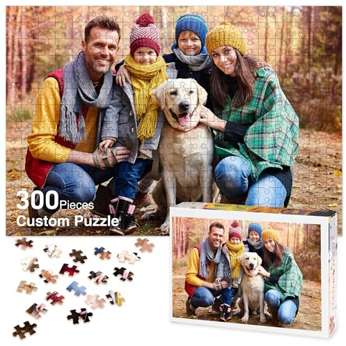 Easycosy Personalised Photo Jigsaw Puzzle 1000/500/300 Pieces for Adults Custom Picture Text Birthday Memorial Personalised Photo Gifts for Women Men Her Him Kids-Horizontal/Vertical