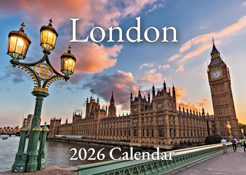 2026 London Calendar - A4 opens to A3 - Includes: Westminster, Big Ben, Leadenhall, Cutty Sark, Greenwich, Tower Bridge, St Jame's Park, The Cenotaph, Trafalgar Square, Covent Garden & more...