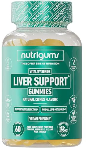 Liver Support Gummy | Citrus Flavour | 60 Vegan Gummies | Choline, Milk Thistle, Vitamins C & E | Liver Complex with Vitamins by NUTRIGUMS®
