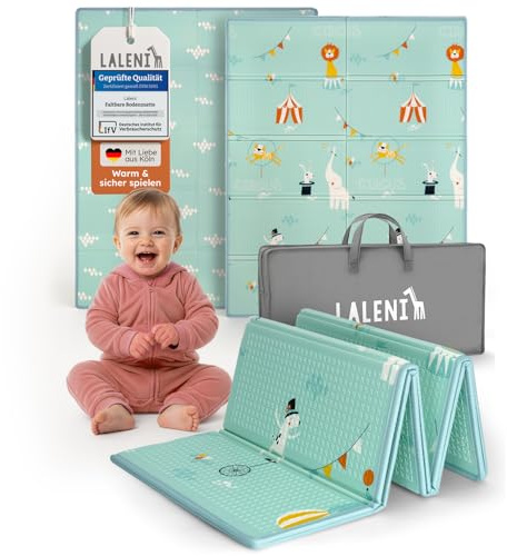 Laleni tappeto gioco bambini pieghevole 120x150x1cm - tappeto bambini impermeabile - tappeto gioco neonato isolante - morbido e protegge dal freddo del pavimento outdoor e indoor - design circo