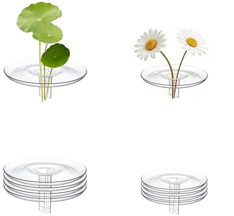 XCSJ svävande växtringar, blombehållare, dynamisk rotation, 2 storlekar, plast, 10 st, plug-in blommor groda blomarrangemang verktyg för små, enskilda blommor vattenväxter (transparent)