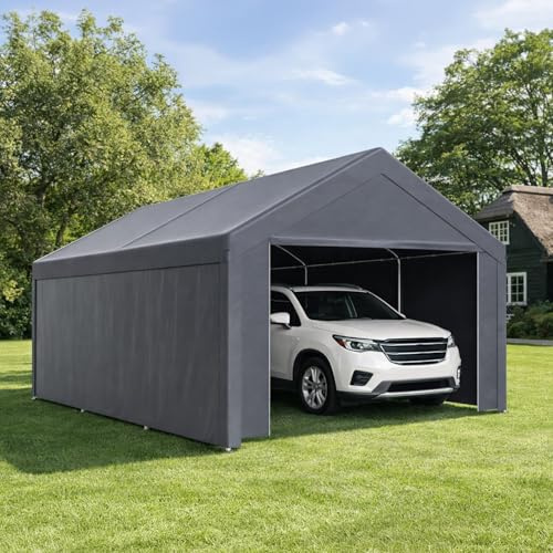 Peviasot garagetält carport 3 x 6 m vattentät, tältgarage med avtagbara sidoväggar, robust stålrörskonstruktion, skydd förvaringstält för bil, motorcykel, lastbil, trädgårdslager, enkel montering