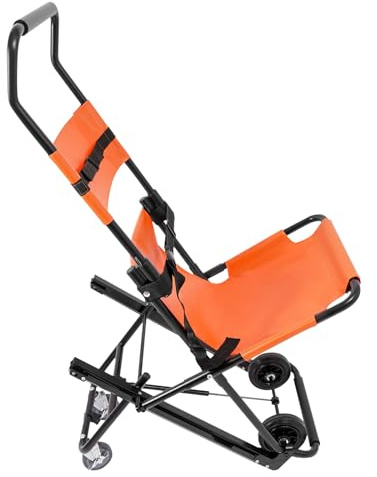 350 pund manuell trappstol, vikbar nödtrappstol med hjul, trappupphöjd rullstol för seniorer, bärbar transporttrappstol i aluminium (orange svart)