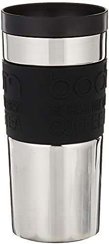 BODUM 11093-01 Screw Top Vacuum Stainless Steel Travel Mug, 0.35 L - Small, Black