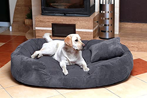 tierlando Hundebett Philip Hundesofa - Soft Cord Velours - XL XXL XXXL - 110cm bis 170cm - Dogge, Ridgebacks Grau Ph4-AC-02