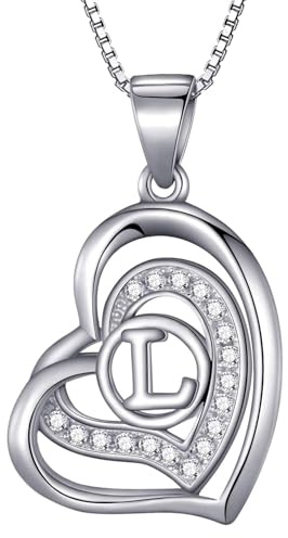 Morella damhalsband hjärta bokstav 925 silver rodierad med zirkonia-stenar vit 46 cm