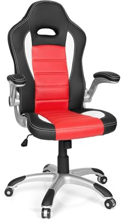 hjh OFFICE 621889 Chefsessel Game Sport Kunstleder Rot/Schwarz Gaming Stuhl Bürostuhl, Armlehnen klappbar
