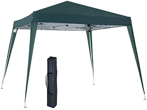 Outsunny Carpa Plegable 2,4x2,4 m Pop-up Altura Ajustable Anti-UV Verde