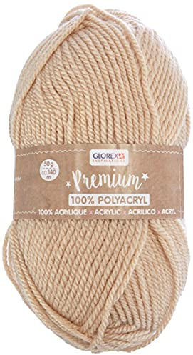 Glorex 5 1001 11 - Premium Wolle aus 100 % Acryl, leicht zu verarbeiten, vielseitig einsetzbar, wärmend, weich, nicht kratzend, 50 g, ca. 140 m, beige
