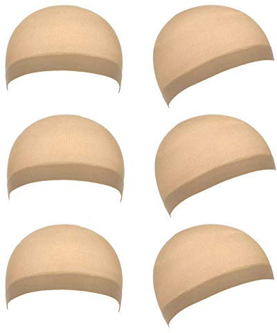 Qiuyan 6pcs Unisex Nude Wig Caps, Non-slip Beige Wig Caps Soft Comfortable Stretchy for Women and Men