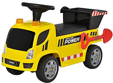 HOMCOM Barnbärare lastbil 18–36 månader tippande spade ljudeffekter svart gul