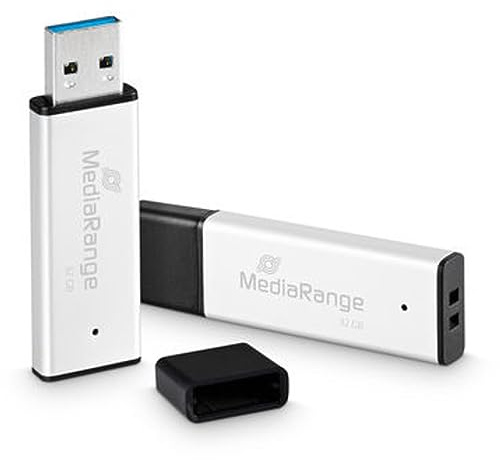 MediaRange Chiavetta USB 3.0 ad alte prestazioni da 32 GB, mini USB Flash Drive con alloggiamento in alluminio di alta qualità, espansione della memoria esterna con velocità di lettura fino a 130 MB/s