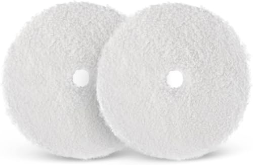 SPTA Microfiber Cutting Pads, Microfiber Finishing Pads 2Pcs 6Inch 150mm Finishing Disc Soft Microfiber Wax Removal Pad for Dual Action Car Polisher Finishing Polishing Waxing -MPBFS6W-2
