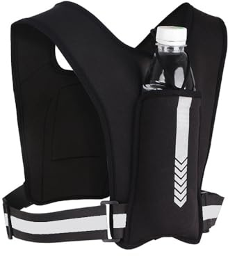 DZOZO Reflective Running Vest Practical Jogger Phone Holder with Chest Pouch for Phone, Water Bottle Pocket Running Bag for Men and Women