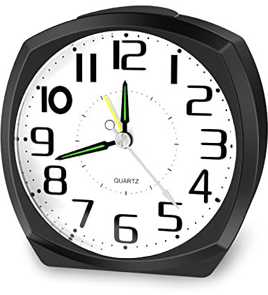 Ankilo Sveglia analogica silenziosa senza ticchettio con funzione snooze, luce notturna, a batteria, sveglia portatile per camera da letto, soggiorno, ufficio, viaggio