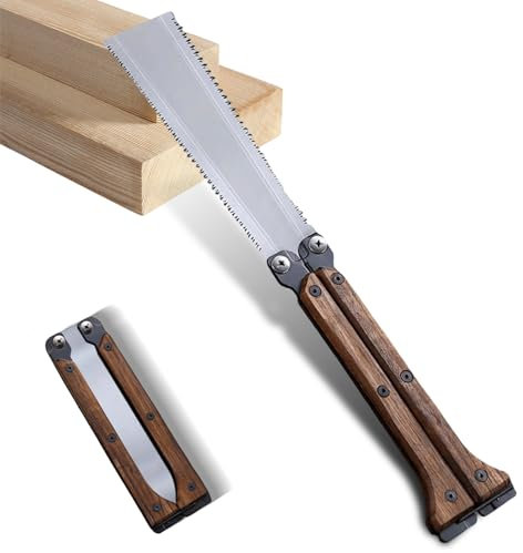 Acboor Sierra japonesa de 15 cm, sierra de tacos japonesa, sierra plegable de tracción de acero al carbono, sierra japonesa de dos caras, sierra japonesa para carpintería, madera dura, madera blanda